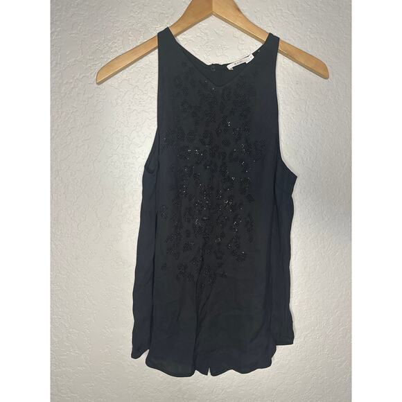 A.L.C. Black Sparkle Studs Sleeveless Tank Top Viscose ALC Date Night Glam Party - Picture 1 of 8